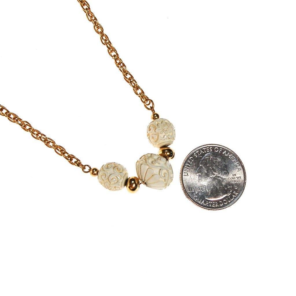 Crown Trifari Carved Three Bead Choker Necklace by Crown Trifari - Vintage Meet Modern Vintage Jewelry - Chicago, Illinois - #oldhollywoodglamour #vintagemeetmodern #designervintage #jewelrybox #antiquejewelry #vintagejewelry
