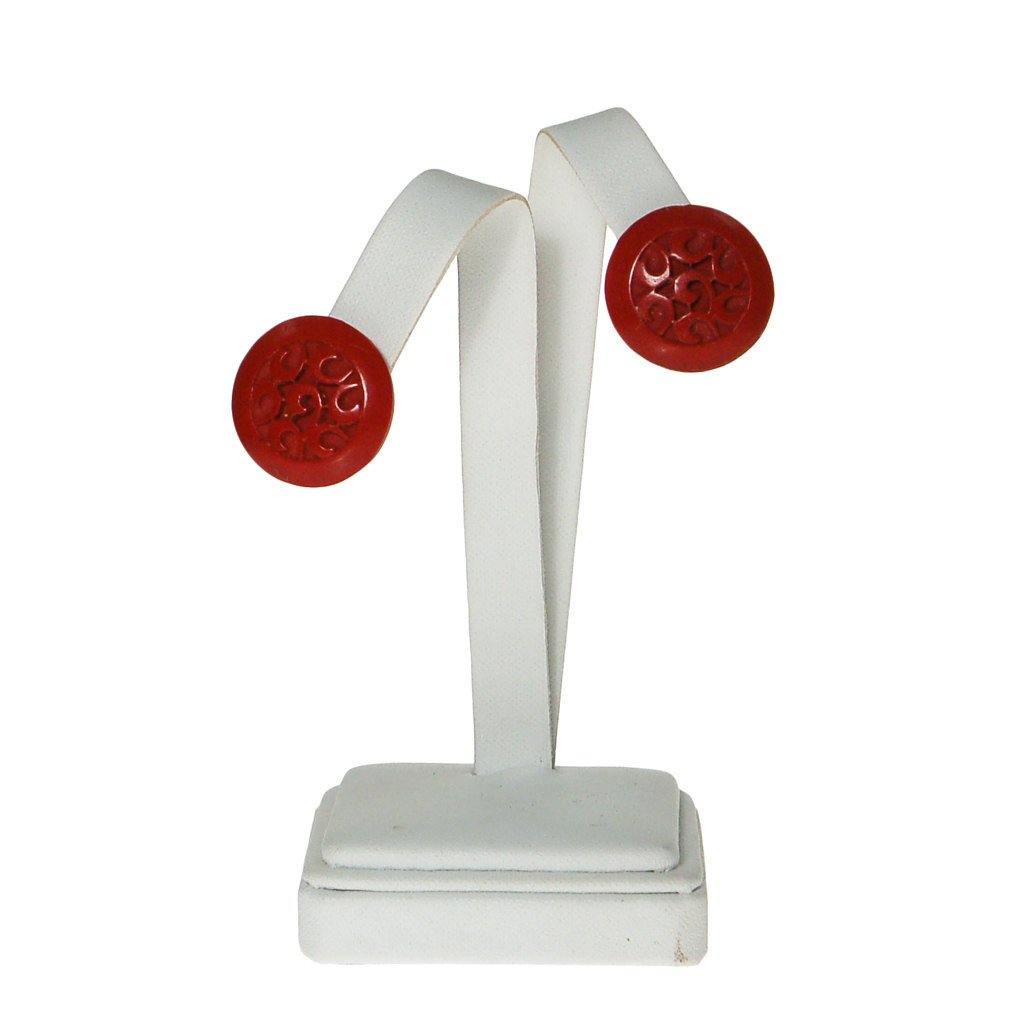 Red Cinnabar Earrings by Chinese Export - Vintage Meet Modern Vintage Jewelry - Chicago, Illinois - #oldhollywoodglamour #vintagemeetmodern #designervintage #jewelrybox #antiquejewelry #vintagejewelry