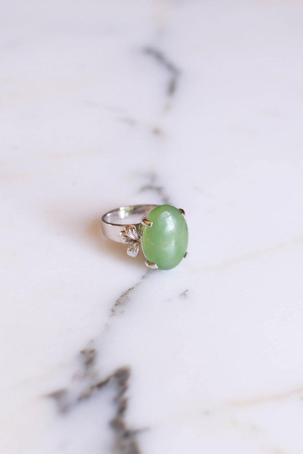 Green Jade Statement Ring, Sterling Silver by Sterling Silver - Vintage Meet Modern Vintage Jewelry - Chicago, Illinois - #oldhollywoodglamour #vintagemeetmodern #designervintage #jewelrybox #antiquejewelry #vintagejewelry