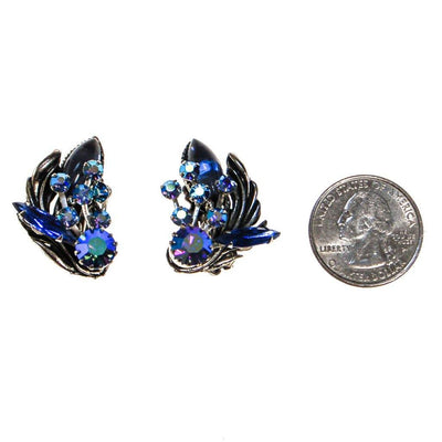 Blue Aurora Borealis Rhinestone Ear Crawler Earrings by 1950s - Vintage Meet Modern Vintage Jewelry - Chicago, Illinois - #oldhollywoodglamour #vintagemeetmodern #designervintage #jewelrybox #antiquejewelry #vintagejewelry