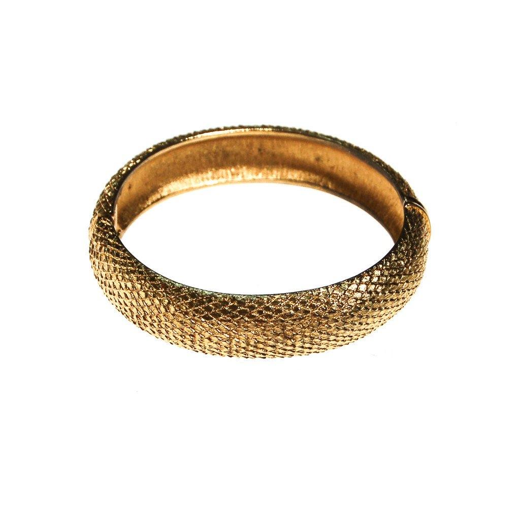 Gold Monet Scale Bangle Bracelet by Monet - Vintage Meet Modern Vintage Jewelry - Chicago, Illinois - #oldhollywoodglamour #vintagemeetmodern #designervintage #jewelrybox #antiquejewelry #vintagejewelry