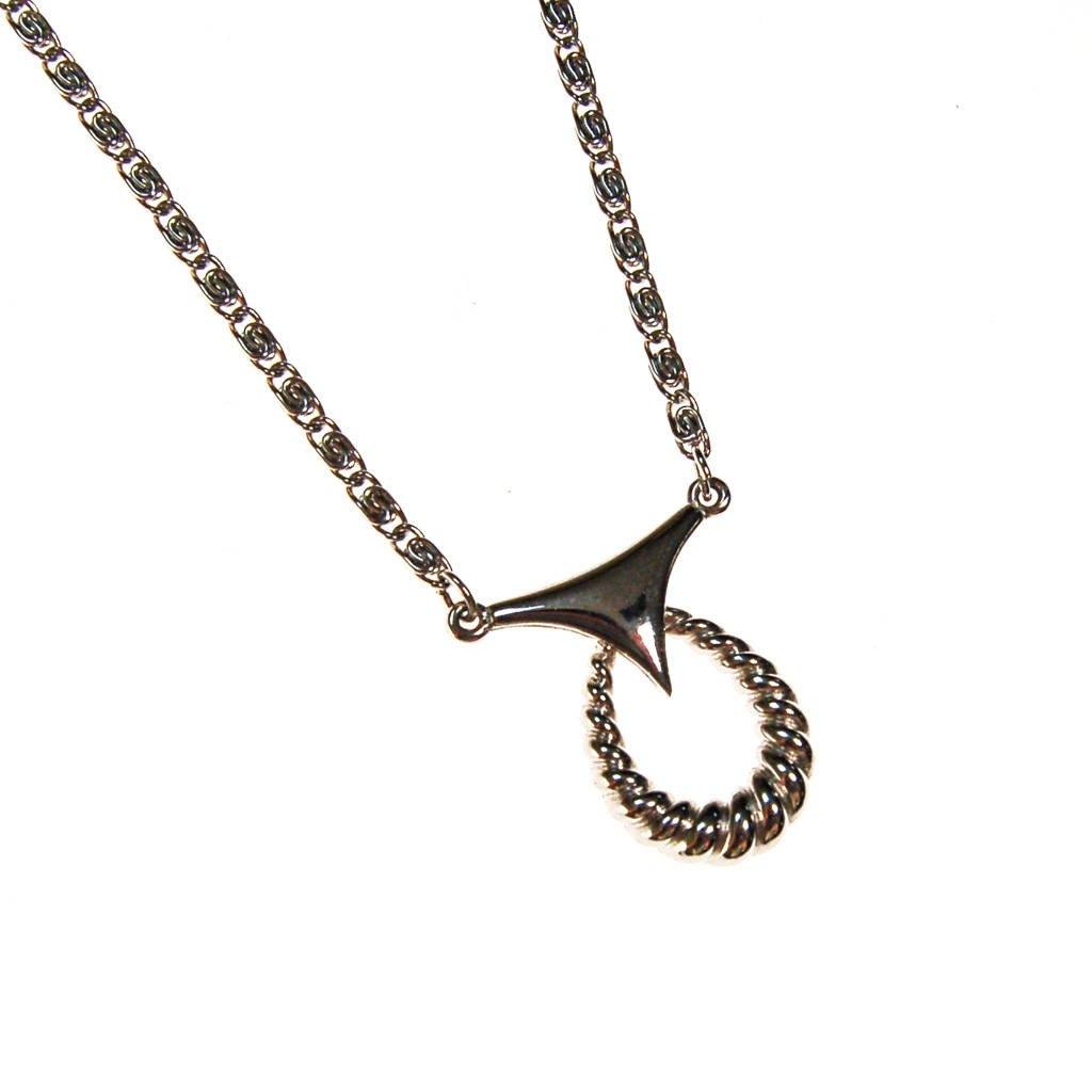 Crown Trifari Modernist Silver Pendant Necklace by Crown Trifari - Vintage Meet Modern Vintage Jewelry - Chicago, Illinois - #oldhollywoodglamour #vintagemeetmodern #designervintage #jewelrybox #antiquejewelry #vintagejewelry