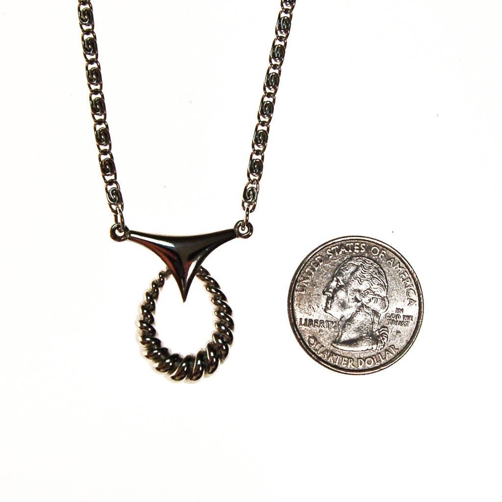 Crown Trifari Modernist Silver Pendant Necklace by Crown Trifari - Vintage Meet Modern Vintage Jewelry - Chicago, Illinois - #oldhollywoodglamour #vintagemeetmodern #designervintage #jewelrybox #antiquejewelry #vintagejewelry