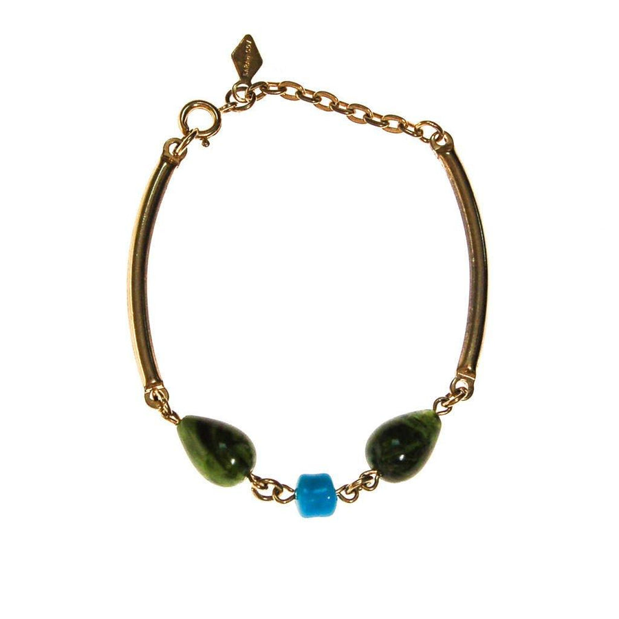 Vintage Sarah Coventry Bracelet with Turquoise Blue, and Green Beads by Sarah Coventry - Vintage Meet Modern Vintage Jewelry - Chicago, Illinois - #oldhollywoodglamour #vintagemeetmodern #designervintage #jewelrybox #antiquejewelry #vintagejewelry