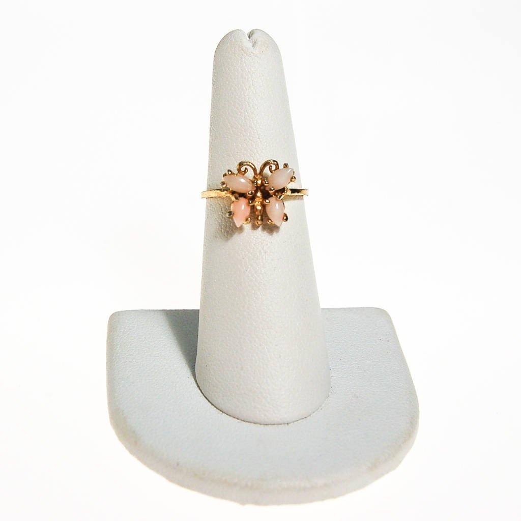 Butterfly Ring, Angel Skin Coral by unsigned - Vintage Meet Modern Vintage Jewelry - Chicago, Illinois - #oldhollywoodglamour #vintagemeetmodern #designervintage #jewelrybox #antiquejewelry #vintagejewelry
