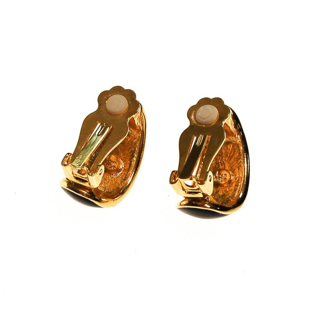 Joan Rivers Gold, Black Enamel, Rhinestone, Faux Pearl Earrings by Joan Rivers - Vintage Meet Modern Vintage Jewelry - Chicago, Illinois - #oldhollywoodglamour #vintagemeetmodern #designervintage #jewelrybox #antiquejewelry #vintagejewelry