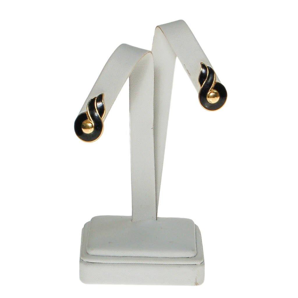 Black and Gold Clip earrings by Monet by Monet - Vintage Meet Modern Vintage Jewelry - Chicago, Illinois - #oldhollywoodglamour #vintagemeetmodern #designervintage #jewelrybox #antiquejewelry #vintagejewelry