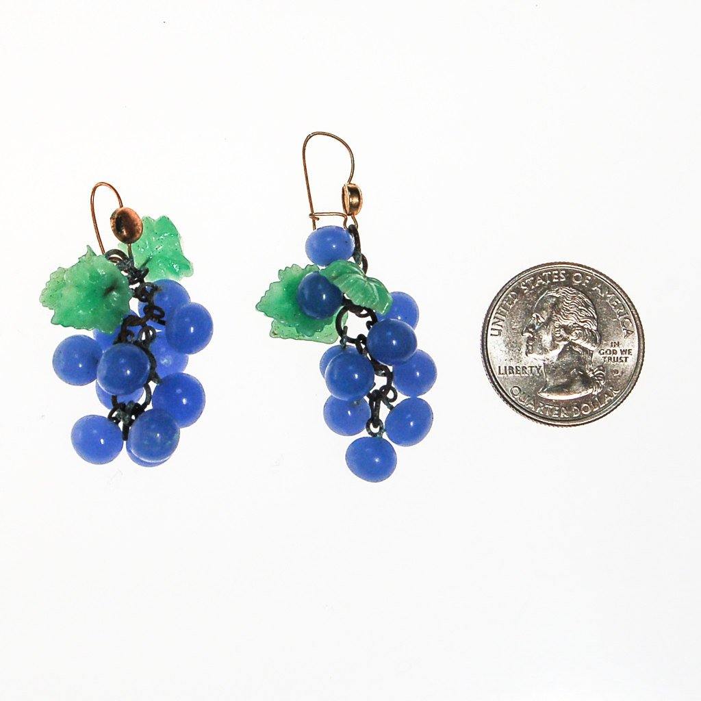 Blue Glass Grape Earrings by 1940s - Vintage Meet Modern Vintage Jewelry - Chicago, Illinois - #oldhollywoodglamour #vintagemeetmodern #designervintage #jewelrybox #antiquejewelry #vintagejewelry