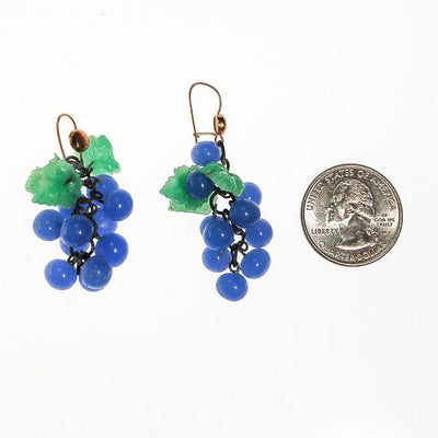 Blue Glass Grape Earrings by 1940s - Vintage Meet Modern Vintage Jewelry - Chicago, Illinois - #oldhollywoodglamour #vintagemeetmodern #designervintage #jewelrybox #antiquejewelry #vintagejewelry