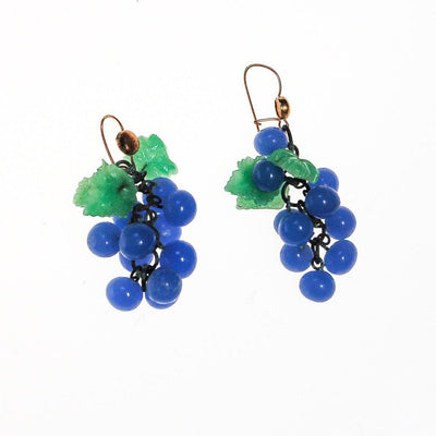 Blue Glass Grape Earrings by 1940s - Vintage Meet Modern Vintage Jewelry - Chicago, Illinois - #oldhollywoodglamour #vintagemeetmodern #designervintage #jewelrybox #antiquejewelry #vintagejewelry