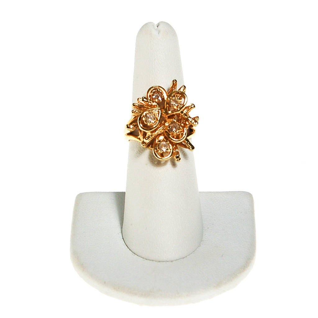 Gold Diamante Cluster Statement Ring, Gold Plated by unsigned - Vintage Meet Modern Vintage Jewelry - Chicago, Illinois - #oldhollywoodglamour #vintagemeetmodern #designervintage #jewelrybox #antiquejewelry #vintagejewelry