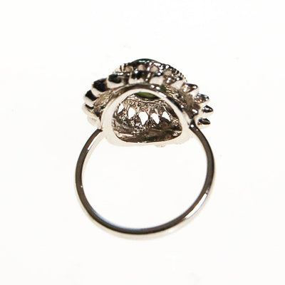 Huge CZ and Jade Cocktail Statement Ring, Cubic Zirconia by unsigned - Vintage Meet Modern Vintage Jewelry - Chicago, Illinois - #oldhollywoodglamour #vintagemeetmodern #designervintage #jewelrybox #antiquejewelry #vintagejewelry