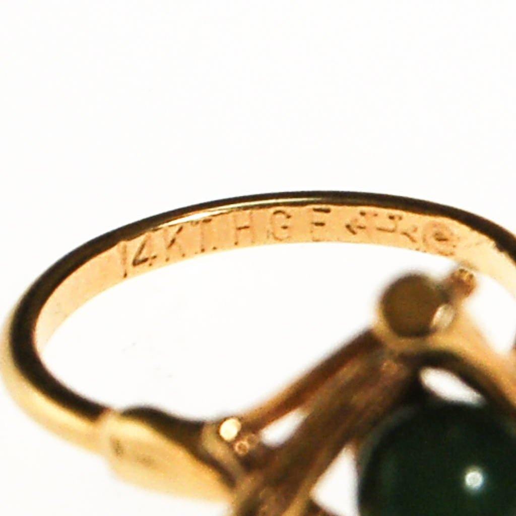 Jade Ring with Gold Bamboo Setting by unsigned - Vintage Meet Modern Vintage Jewelry - Chicago, Illinois - #oldhollywoodglamour #vintagemeetmodern #designervintage #jewelrybox #antiquejewelry #vintagejewelry