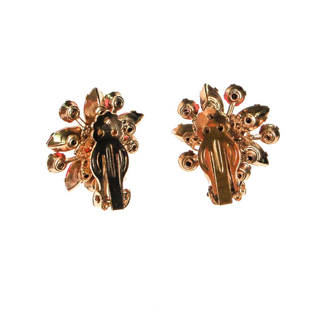 Pink Rhinestone and Pearl Flower Earrings by 1950s - Vintage Meet Modern Vintage Jewelry - Chicago, Illinois - #oldhollywoodglamour #vintagemeetmodern #designervintage #jewelrybox #antiquejewelry #vintagejewelry