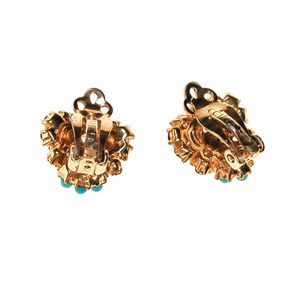 Ciner Flower Earrings, Ruby, Sapphire, Turquoise, Diamante Rhinestones by Ciner - Vintage Meet Modern Vintage Jewelry - Chicago, Illinois - #oldhollywoodglamour #vintagemeetmodern #designervintage #jewelrybox #antiquejewelry #vintagejewelry