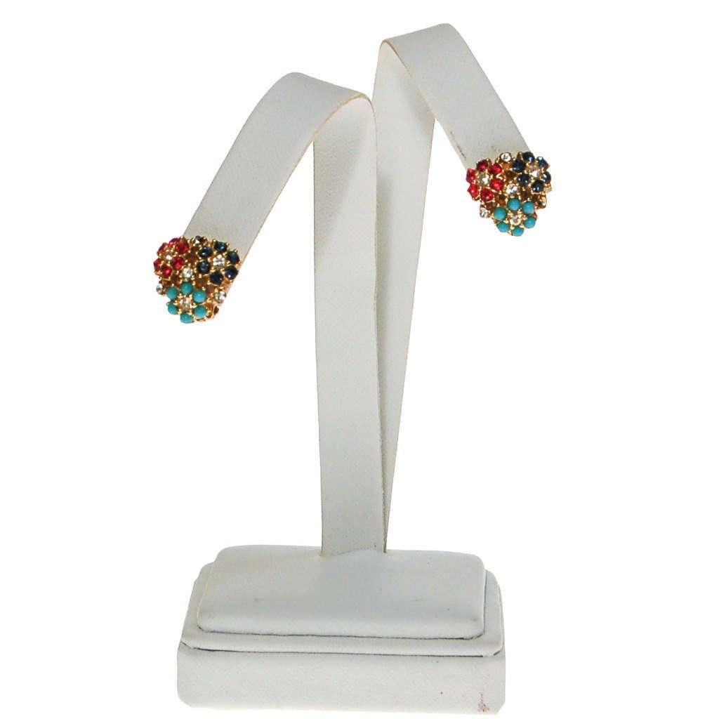 Ciner Flower Earrings, Ruby, Sapphire, Turquoise, Diamante Rhinestones by Ciner - Vintage Meet Modern Vintage Jewelry - Chicago, Illinois - #oldhollywoodglamour #vintagemeetmodern #designervintage #jewelrybox #antiquejewelry #vintagejewelry