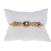 Victorian Revival Bangle Bracelet with Opal Rhinestone, Turquoise Cabochons, and Seed Pearls by Victorian Revival - Vintage Meet Modern Vintage Jewelry - Chicago, Illinois - #oldhollywoodglamour #vintagemeetmodern #designervintage #jewelrybox #antiquejewelry #vintagejewelry