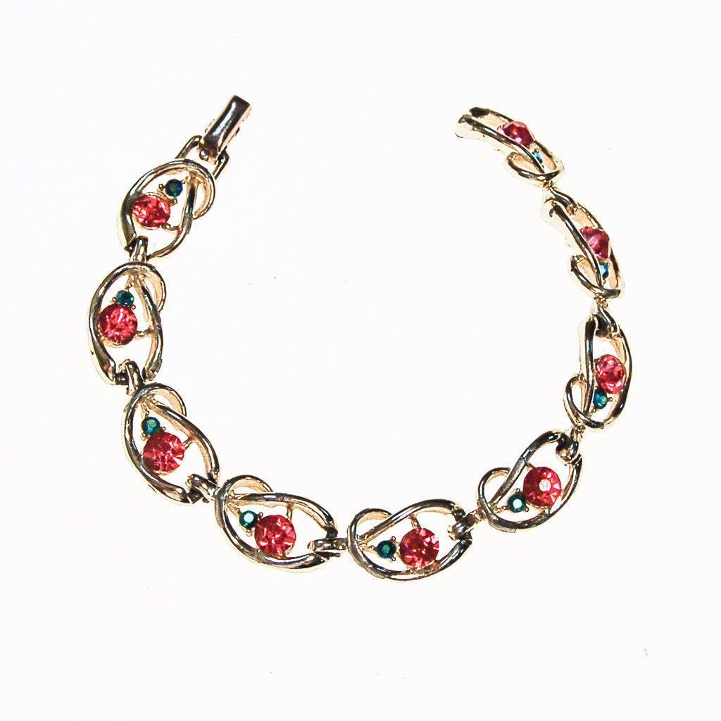 Coro Pink and Blue Rhinestone Bracelet by Coro - Vintage Meet Modern Vintage Jewelry - Chicago, Illinois - #oldhollywoodglamour #vintagemeetmodern #designervintage #jewelrybox #antiquejewelry #vintagejewelry