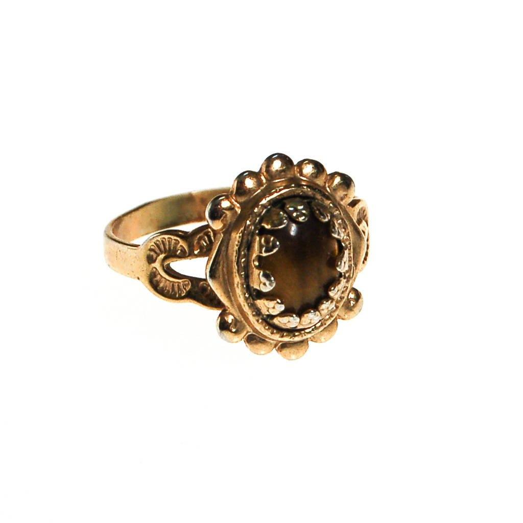 Vintage Tigers Eye Ring, Victorian Revival Setting by unsigned - Vintage Meet Modern Vintage Jewelry - Chicago, Illinois - #oldhollywoodglamour #vintagemeetmodern #designervintage #jewelrybox #antiquejewelry #vintagejewelry