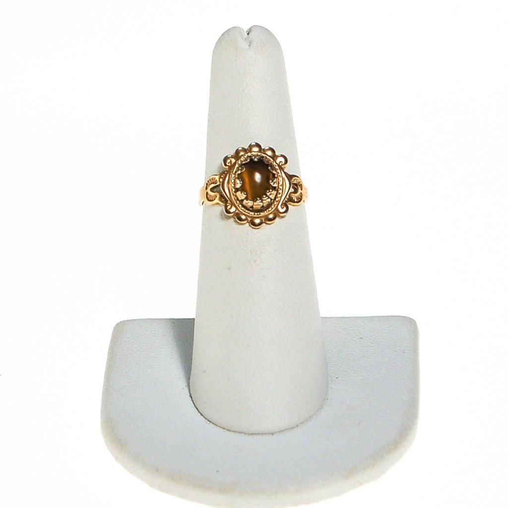 Vintage Tigers Eye Ring, Victorian Revival Setting by unsigned - Vintage Meet Modern Vintage Jewelry - Chicago, Illinois - #oldhollywoodglamour #vintagemeetmodern #designervintage #jewelrybox #antiquejewelry #vintagejewelry
