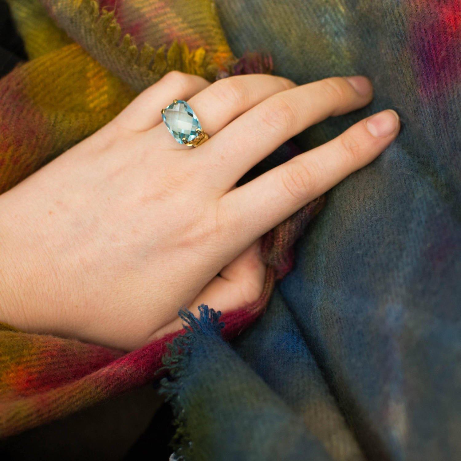 Faceted Blue Topaz Ring by Blue Topaz - Vintage Meet Modern Vintage Jewelry - Chicago, Illinois - #oldhollywoodglamour #vintagemeetmodern #designervintage #jewelrybox #antiquejewelry #vintagejewelry