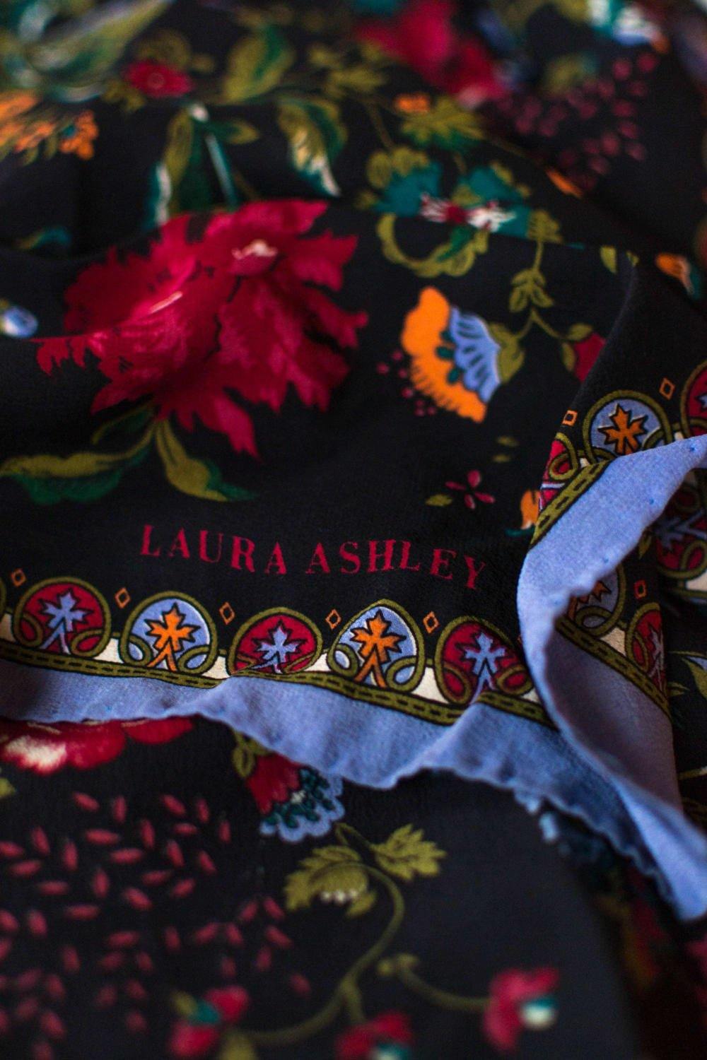 Laura Ashley Colorful Floral Silk Scarf by Laura Ashley - Vintage Meet Modern Vintage Jewelry - Chicago, Illinois - #oldhollywoodglamour #vintagemeetmodern #designervintage #jewelrybox #antiquejewelry #vintagejewelry