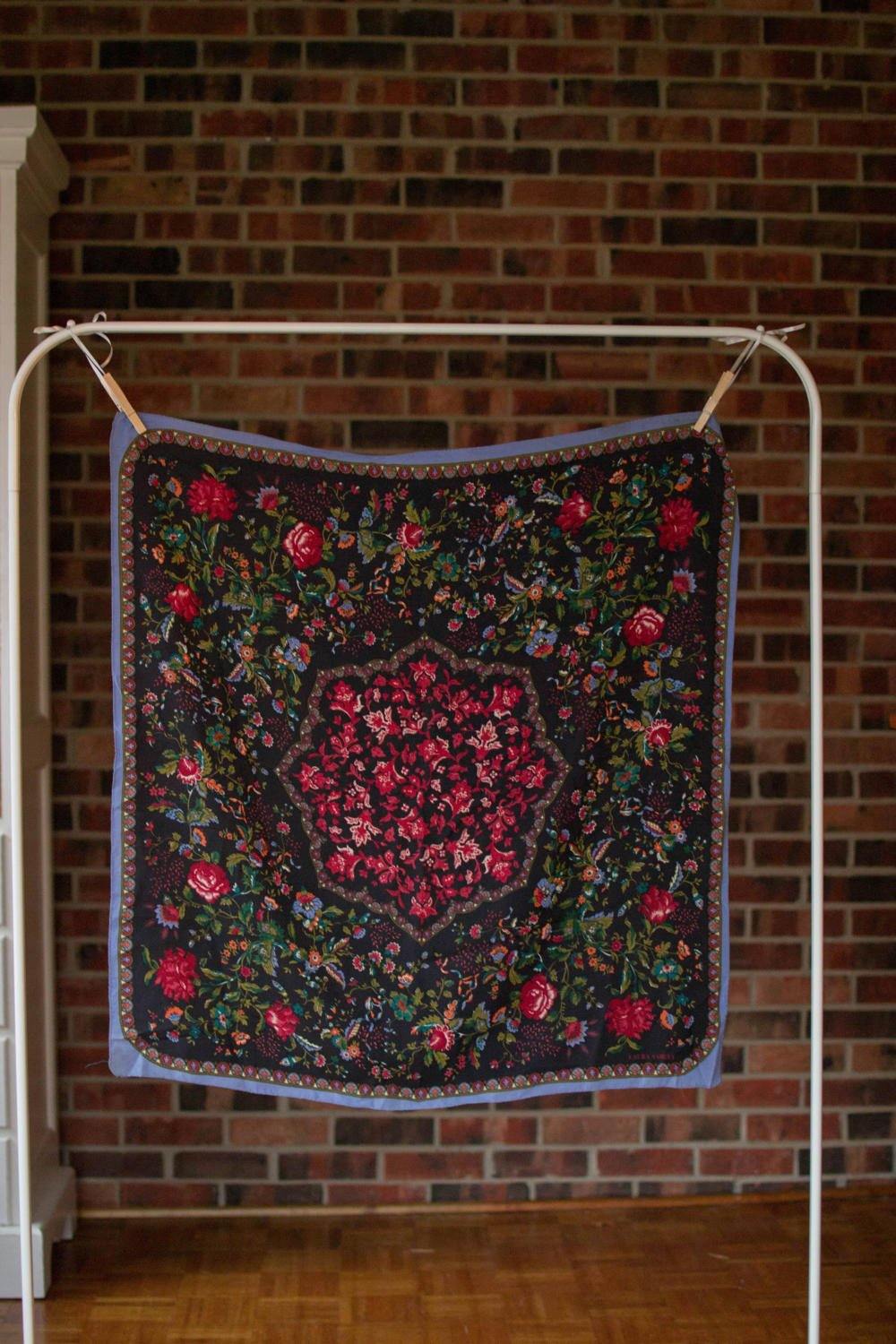 Laura Ashley Colorful Floral Silk Scarf by Laura Ashley - Vintage Meet Modern Vintage Jewelry - Chicago, Illinois - #oldhollywoodglamour #vintagemeetmodern #designervintage #jewelrybox #antiquejewelry #vintagejewelry