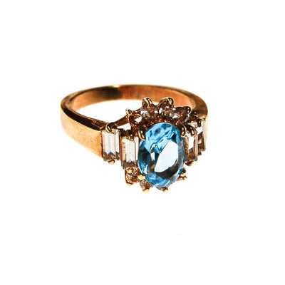 Blue Topaz and CZ Statement Ring by unsigned - Vintage Meet Modern Vintage Jewelry - Chicago, Illinois - #oldhollywoodglamour #vintagemeetmodern #designervintage #jewelrybox #antiquejewelry #vintagejewelry