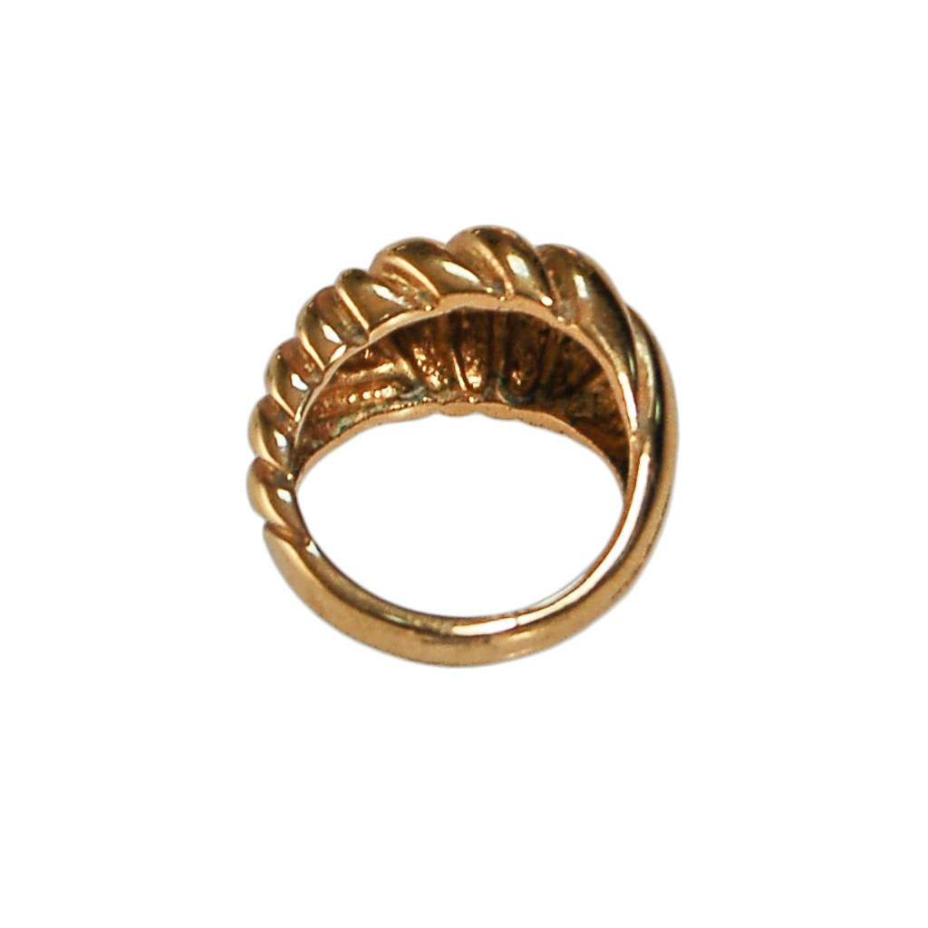 Gold Cable Style Dome Statement Ring by unsigned - Vintage Meet Modern Vintage Jewelry - Chicago, Illinois - #oldhollywoodglamour #vintagemeetmodern #designervintage #jewelrybox #antiquejewelry #vintagejewelry
