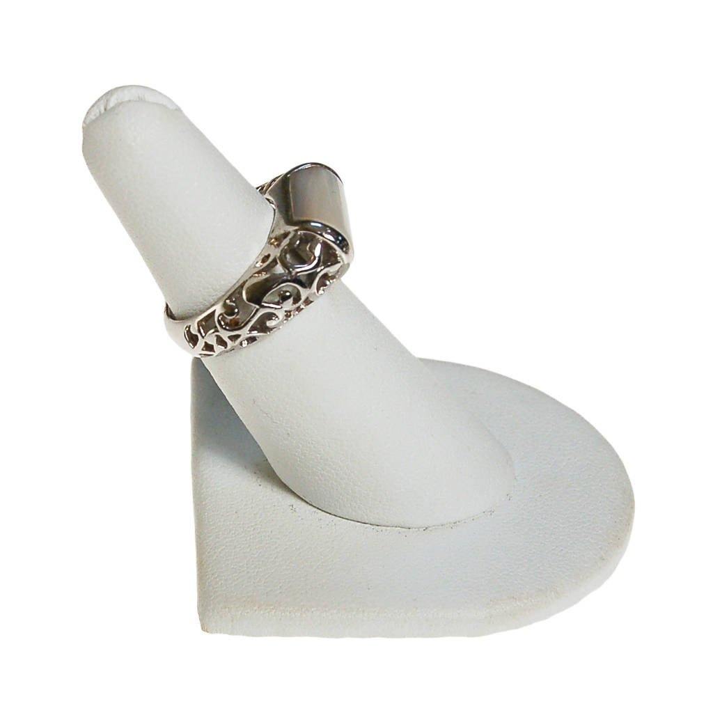 Mother of Pearl, Silver Filigree Cutwork, Band Ring, Ring Size 5.5 by unsigned - Vintage Meet Modern Vintage Jewelry - Chicago, Illinois - #oldhollywoodglamour #vintagemeetmodern #designervintage #jewelrybox #antiquejewelry #vintagejewelry