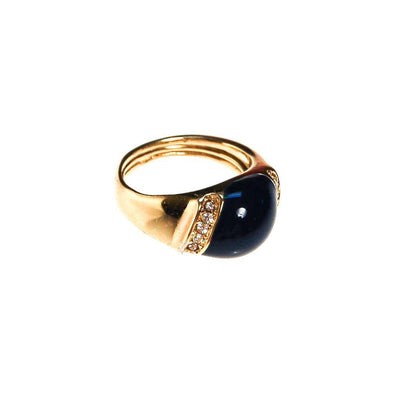 Christian Dior Sapphire Blue Cabochon and Rhinestone Cocktail Ring by Christian Dior - Vintage Meet Modern Vintage Jewelry - Chicago, Illinois - #oldhollywoodglamour #vintagemeetmodern #designervintage #jewelrybox #antiquejewelry #vintagejewelry