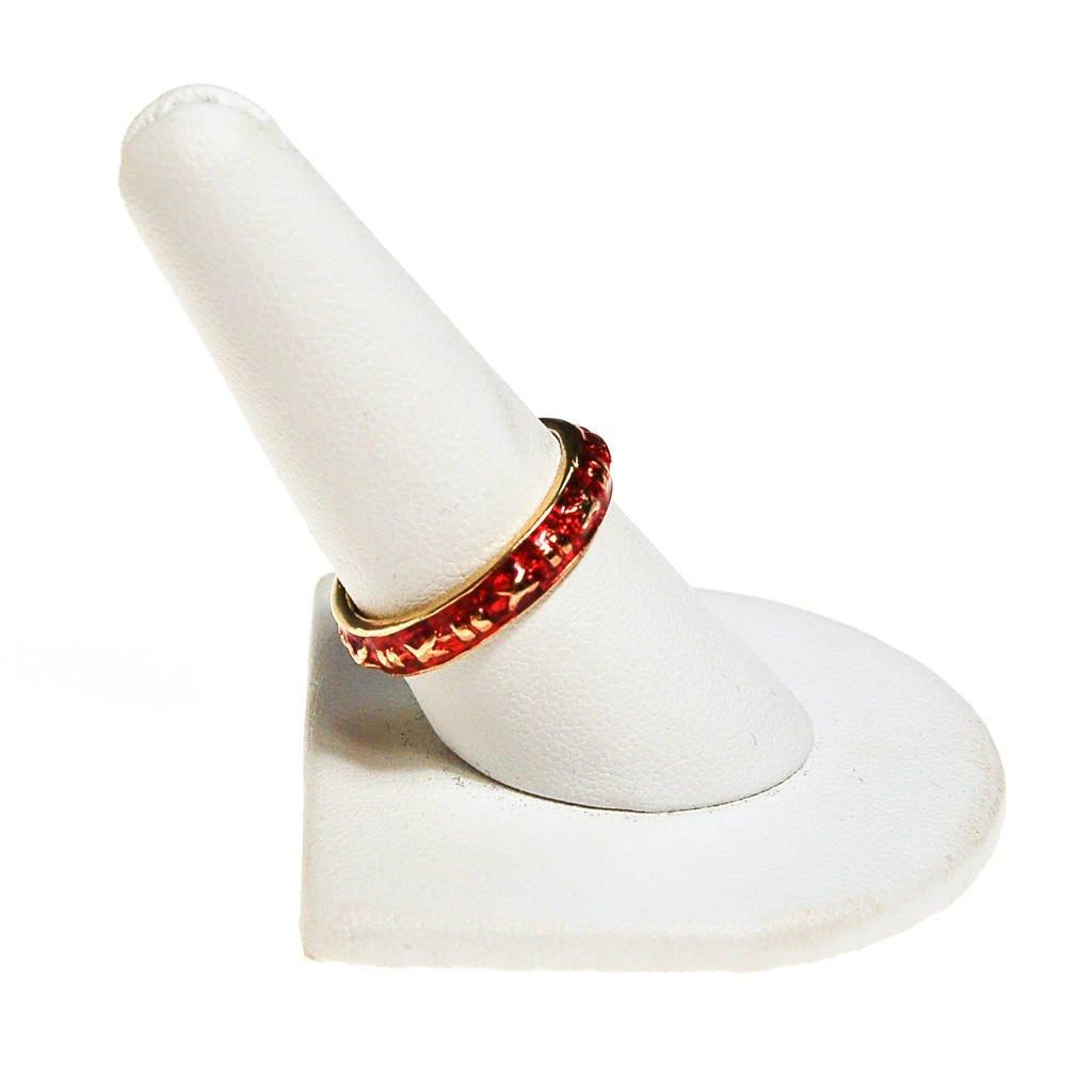 Red Enamel Ring Stacking Ring set Gold Tone by Unsigned Beauty - Vintage Meet Modern Vintage Jewelry - Chicago, Illinois - #oldhollywoodglamour #vintagemeetmodern #designervintage #jewelrybox #antiquejewelry #vintagejewelry