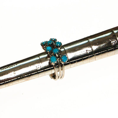Silver Tone Turquoise Rhinestone Stacking Ring by unsigned - Vintage Meet Modern Vintage Jewelry - Chicago, Illinois - #oldhollywoodglamour #vintagemeetmodern #designervintage #jewelrybox #antiquejewelry #vintagejewelry