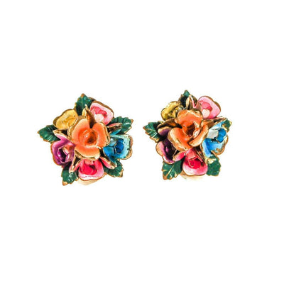 Colorful Rose Earrings, Made in Austria by Made in Austria - Vintage Meet Modern Vintage Jewelry - Chicago, Illinois - #oldhollywoodglamour #vintagemeetmodern #designervintage #jewelrybox #antiquejewelry #vintagejewelry