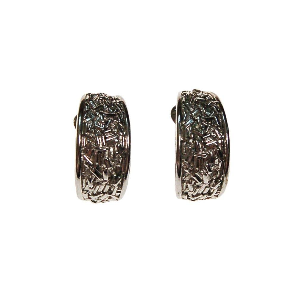 Crown Trifari Silver Hoop Earrings by Crown Trifari - Vintage Meet Modern Vintage Jewelry - Chicago, Illinois - #oldhollywoodglamour #vintagemeetmodern #designervintage #jewelrybox #antiquejewelry #vintagejewelry