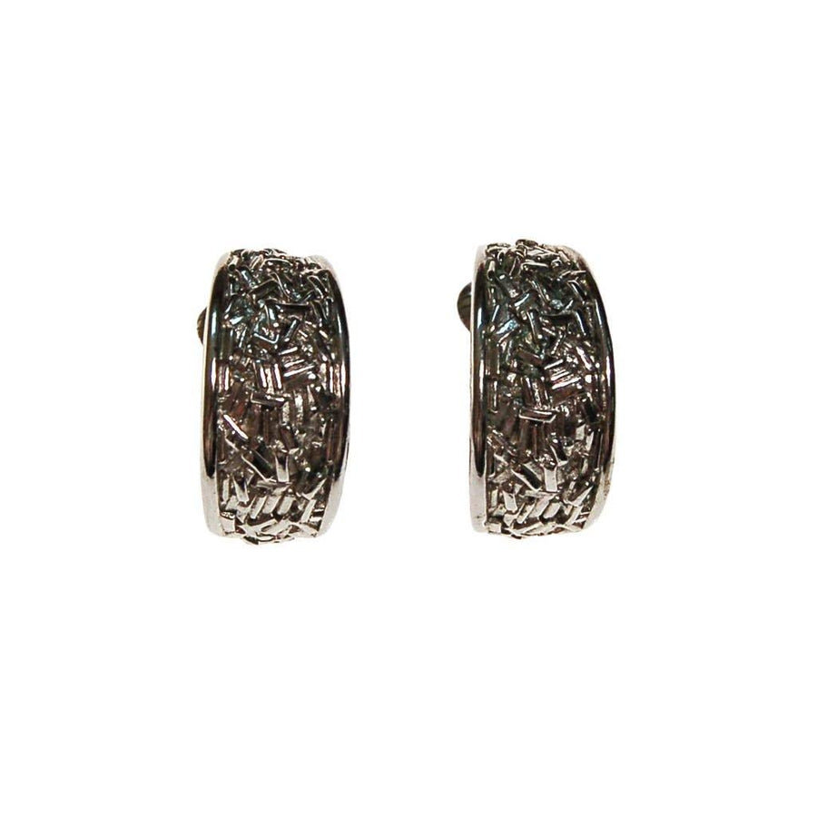 Crown Trifari Silver Hoop Earrings by Crown Trifari - Vintage Meet Modern Vintage Jewelry - Chicago, Illinois - #oldhollywoodglamour #vintagemeetmodern #designervintage #jewelrybox #antiquejewelry #vintagejewelry