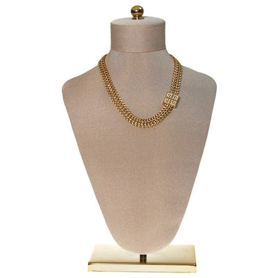 Givenchy Gold Chain Necklace with Rhinestone Logo Clasp by Givenchy - Vintage Meet Modern Vintage Jewelry - Chicago, Illinois - #oldhollywoodglamour #vintagemeetmodern #designervintage #jewelrybox #antiquejewelry #vintagejewelry