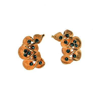 Kramer Gold Tone with Green Rhinestone Ear Crawler Earrings by Kramer - Vintage Meet Modern Vintage Jewelry - Chicago, Illinois - #oldhollywoodglamour #vintagemeetmodern #designervintage #jewelrybox #antiquejewelry #vintagejewelry