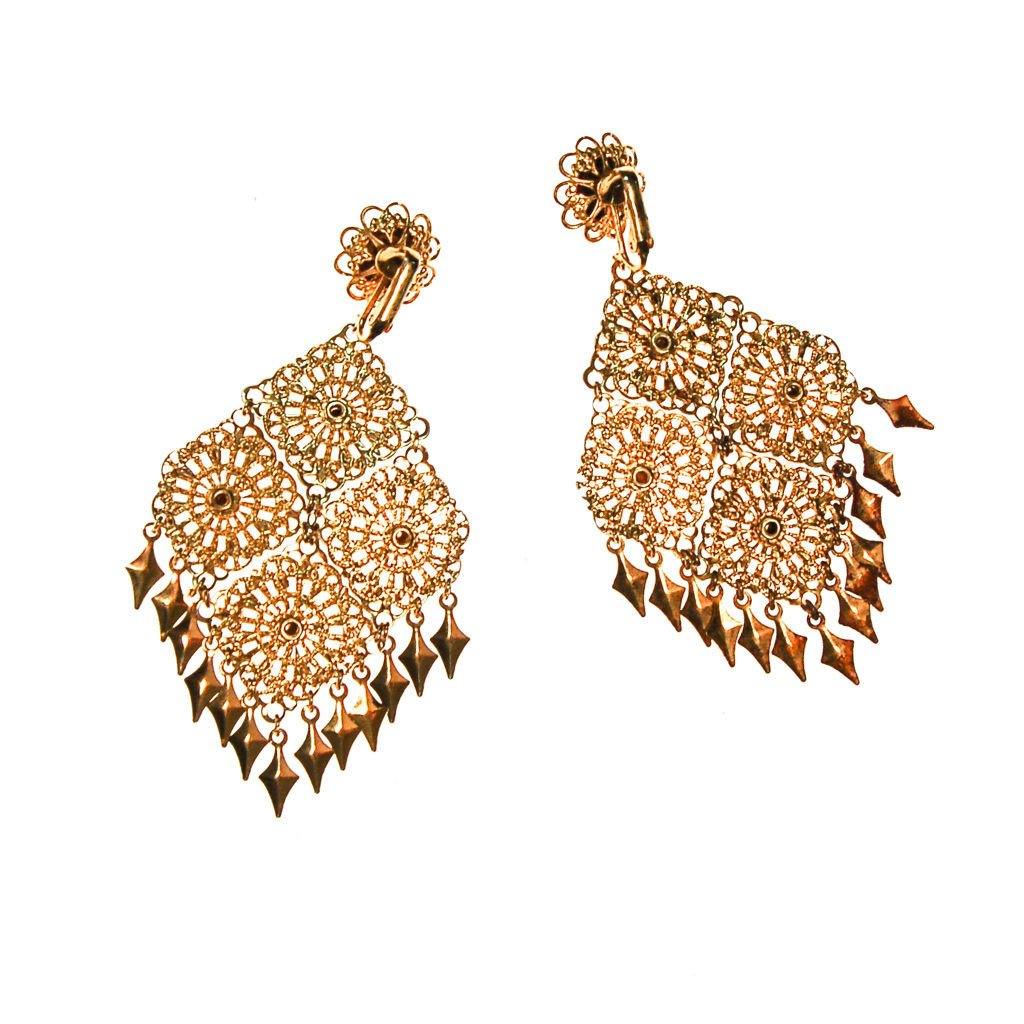 Huge 1960s Gold Filigree Dangling Statement Earrings by Unsigned Beauty - Vintage Meet Modern Vintage Jewelry - Chicago, Illinois - #oldhollywoodglamour #vintagemeetmodern #designervintage #jewelrybox #antiquejewelry #vintagejewelry