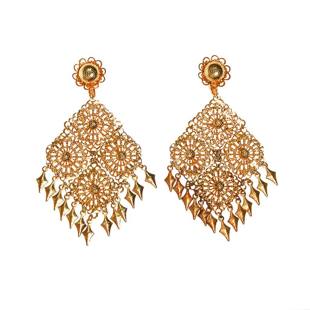 Huge 1960s Gold Filigree Dangling Statement Earrings by Unsigned Beauty - Vintage Meet Modern Vintage Jewelry - Chicago, Illinois - #oldhollywoodglamour #vintagemeetmodern #designervintage #jewelrybox #antiquejewelry #vintagejewelry