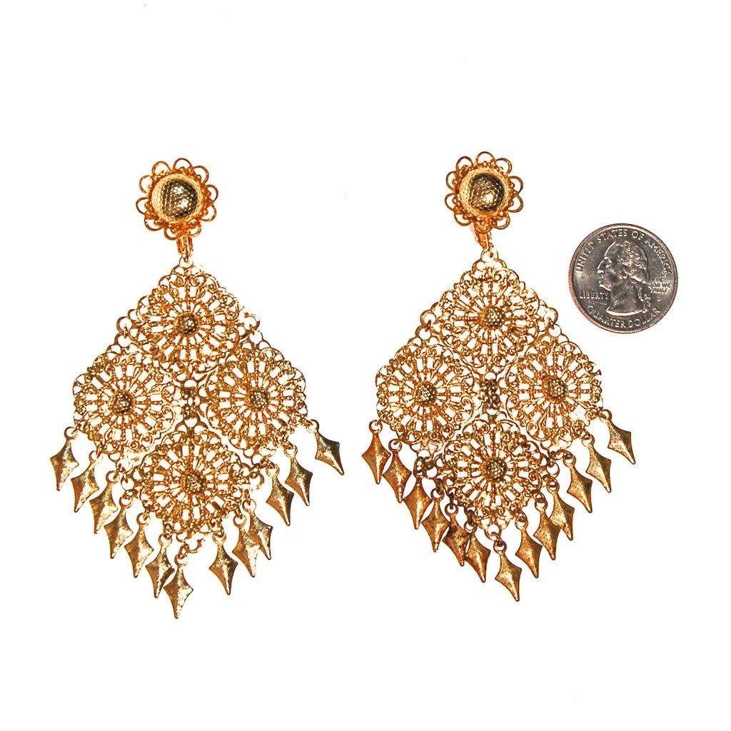 Huge 1960s Gold Filigree Dangling Statement Earrings by Unsigned Beauty - Vintage Meet Modern Vintage Jewelry - Chicago, Illinois - #oldhollywoodglamour #vintagemeetmodern #designervintage #jewelrybox #antiquejewelry #vintagejewelry