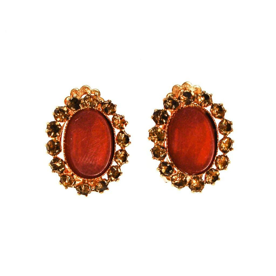 Burnt Orange and Amber Citrine Rhinestone Earrings by Rhinestone Earrings - Vintage Meet Modern Vintage Jewelry - Chicago, Illinois - #oldhollywoodglamour #vintagemeetmodern #designervintage #jewelrybox #antiquejewelry #vintagejewelry