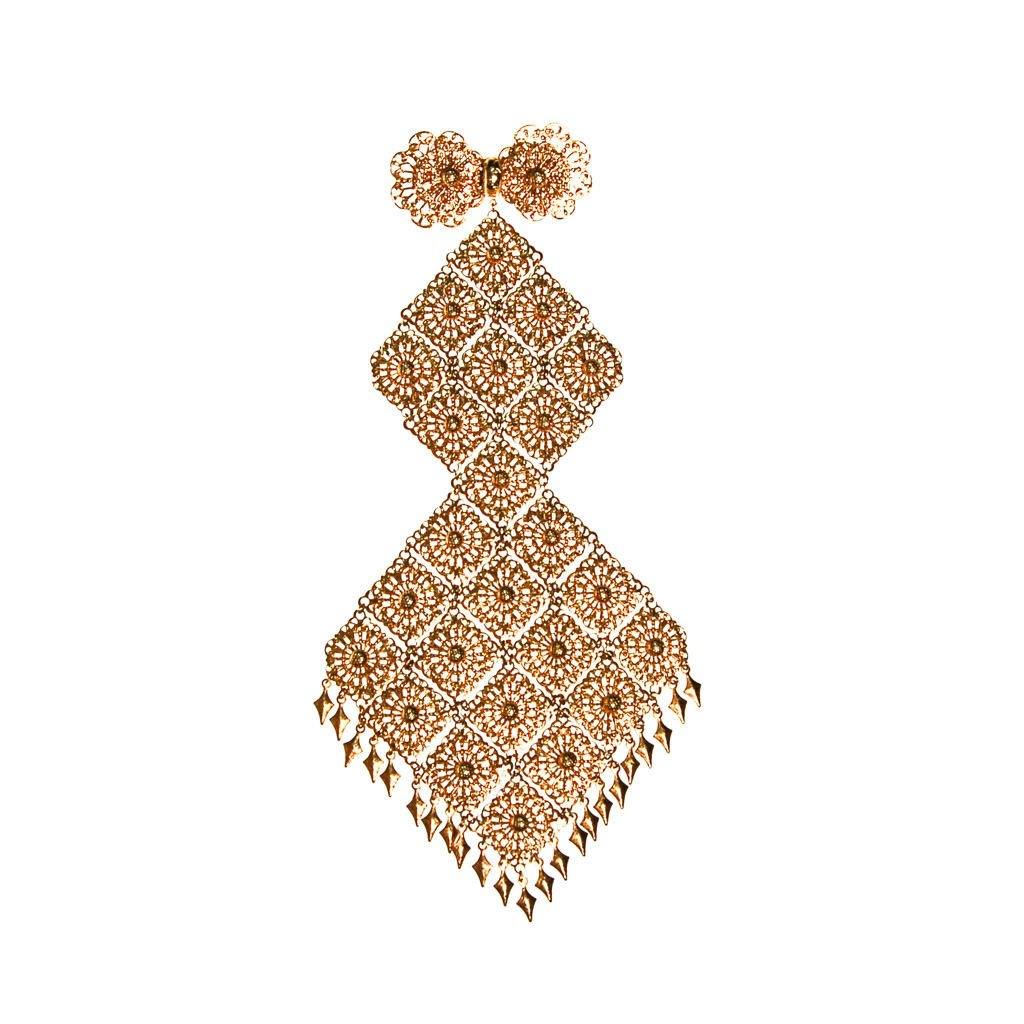 Massive Gold Filigree Brooch, 1960s, Designer Vintage Jewelry by Unsigned Beauty - Vintage Meet Modern Vintage Jewelry - Chicago, Illinois - #oldhollywoodglamour #vintagemeetmodern #designervintage #jewelrybox #antiquejewelry #vintagejewelry