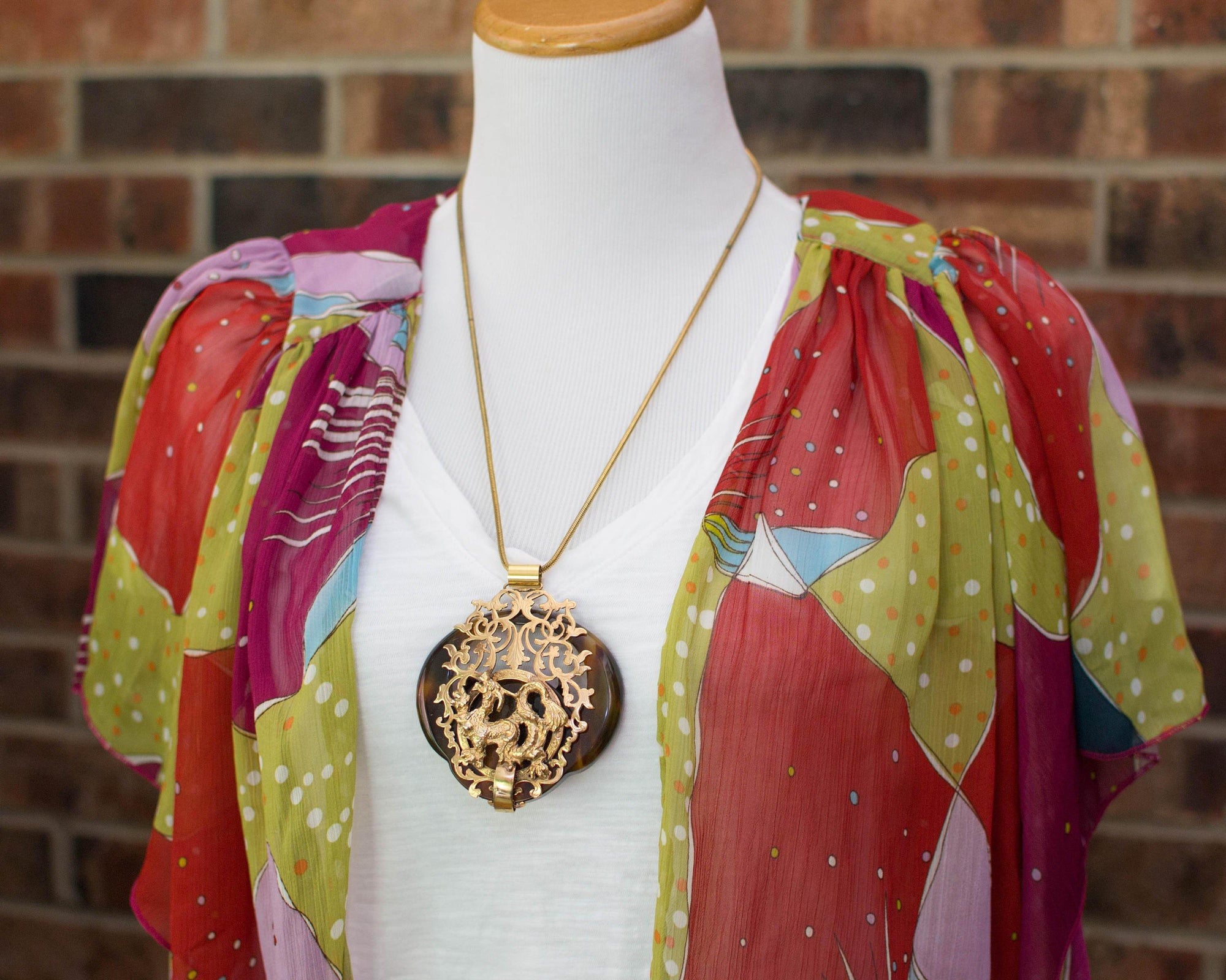 Massive Chinese Dragon and Tortoise Statement Necklace, Long Pendant by unsigned - Vintage Meet Modern Vintage Jewelry - Chicago, Illinois - #oldhollywoodglamour #vintagemeetmodern #designervintage #jewelrybox #antiquejewelry #vintagejewelry