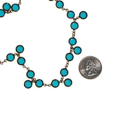 Crystal Bead Necklace, Aqua Bezel Set by unsigned - Vintage Meet Modern Vintage Jewelry - Chicago, Illinois - #oldhollywoodglamour #vintagemeetmodern #designervintage #jewelrybox #antiquejewelry #vintagejewelry