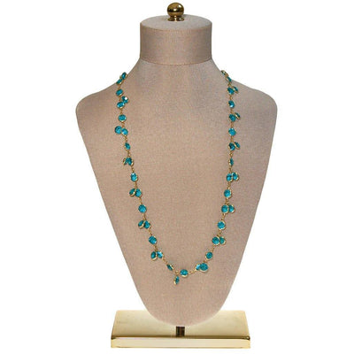 Crystal Bead Necklace, Aqua Bezel Set by unsigned - Vintage Meet Modern Vintage Jewelry - Chicago, Illinois - #oldhollywoodglamour #vintagemeetmodern #designervintage #jewelrybox #antiquejewelry #vintagejewelry