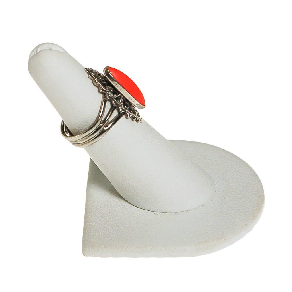 Faux Coral Statement Ring, Silver Tone by unsigned - Vintage Meet Modern Vintage Jewelry - Chicago, Illinois - #oldhollywoodglamour #vintagemeetmodern #designervintage #jewelrybox #antiquejewelry #vintagejewelry