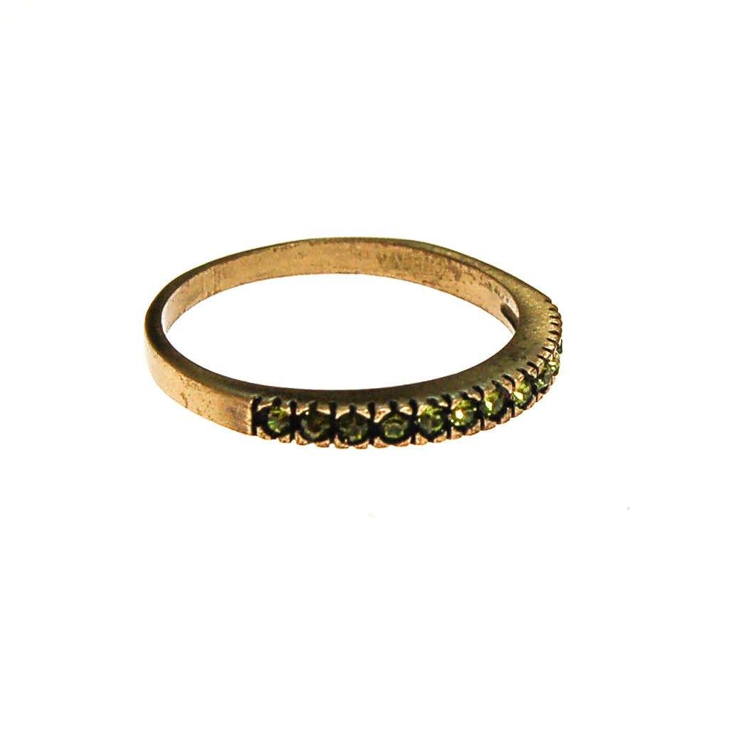 Olive CZ Band Ring set in Antique Gold Tone
