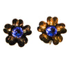 Antique Sterling Silver Flower Earrings with Sapphire Blue Rhinestone Centers by unsigned - Vintage Meet Modern Vintage Jewelry - Chicago, Illinois - #oldhollywoodglamour #vintagemeetmodern #designervintage #jewelrybox #antiquejewelry #vintagejewelry