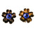 Antique Sterling Silver Flower Earrings with Sapphire Blue Rhinestone Centers